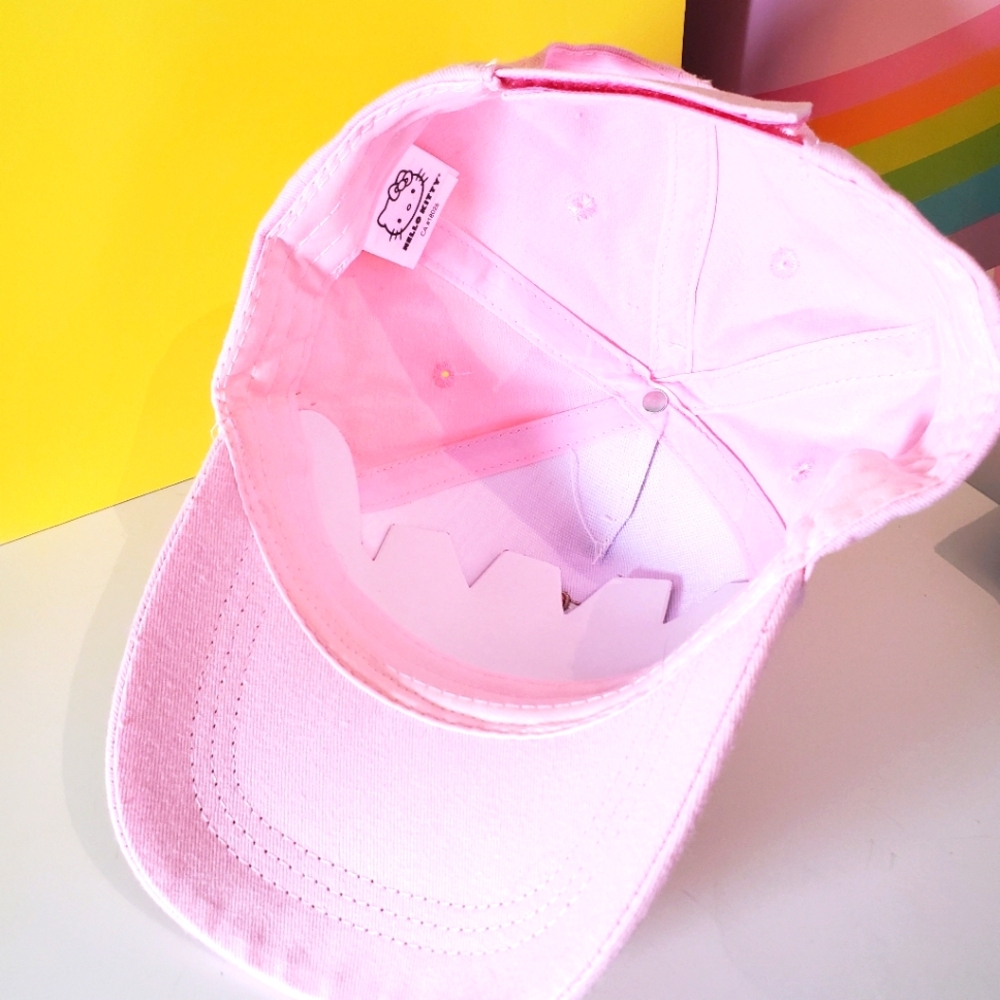 Hello Kitty Embroidered Baseball Hat, Size 4-6X, Pink, Cream & Rainbow Colors. - Picture 2 of 5